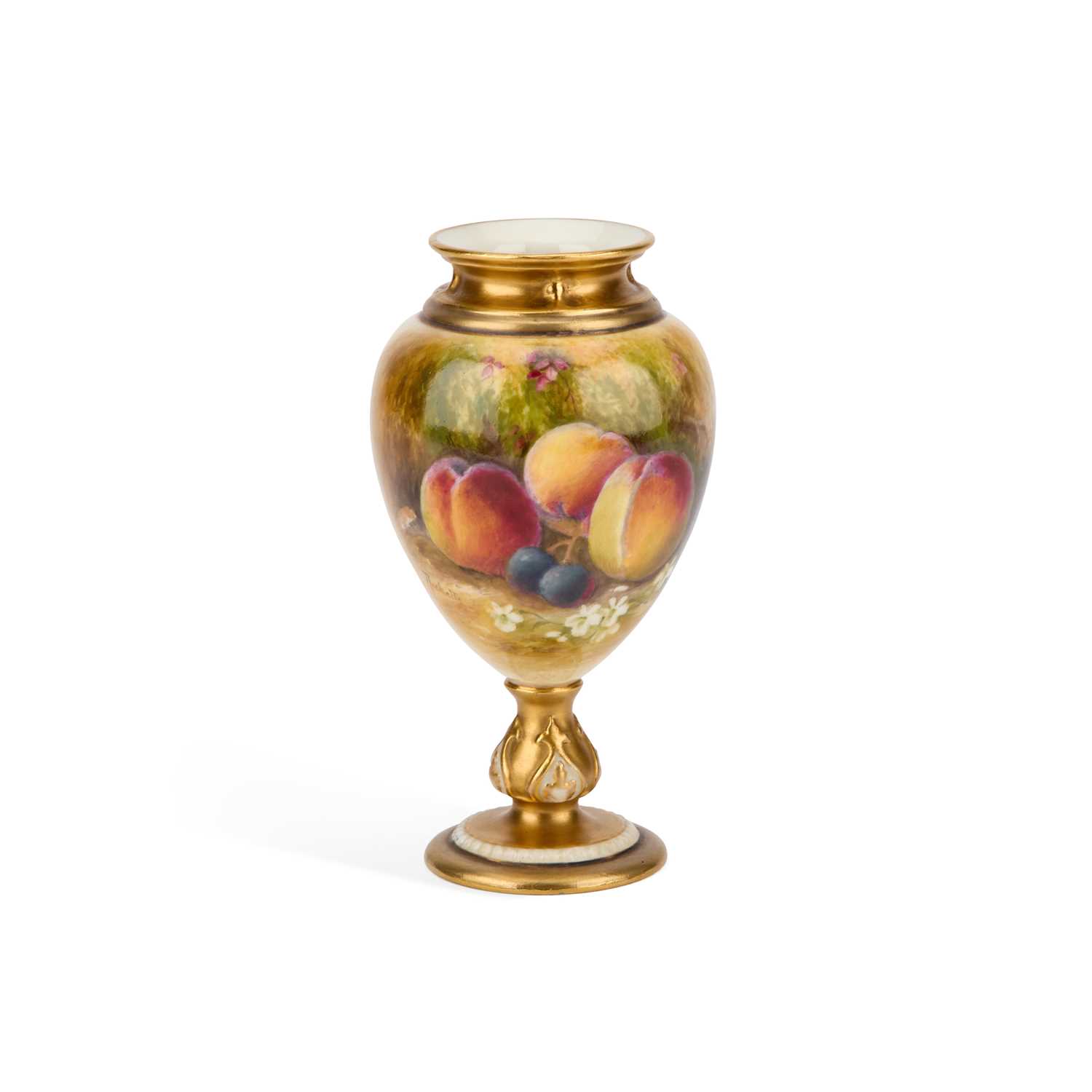 Lot 159 - A ROYAL WORCESTER FRUIT PAINTED VASE