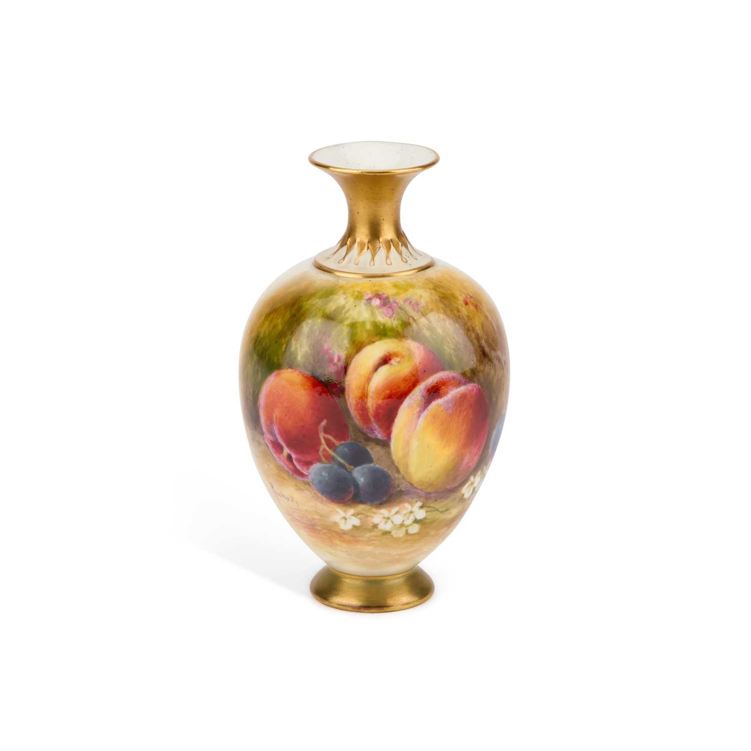 Lot 172 - A ROYAL WORCESTER FRUIT PAINTED VASE