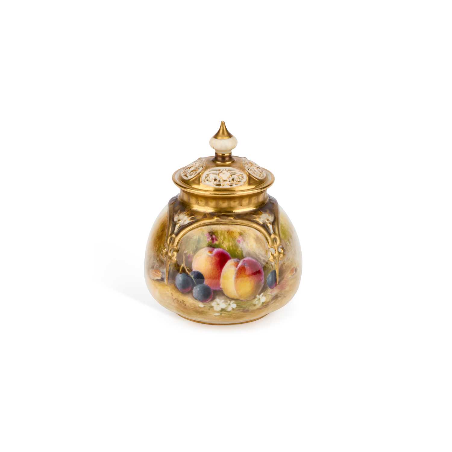 Lot 156 - A ROYAL WORCESTER FRUIT PAINTED VASE