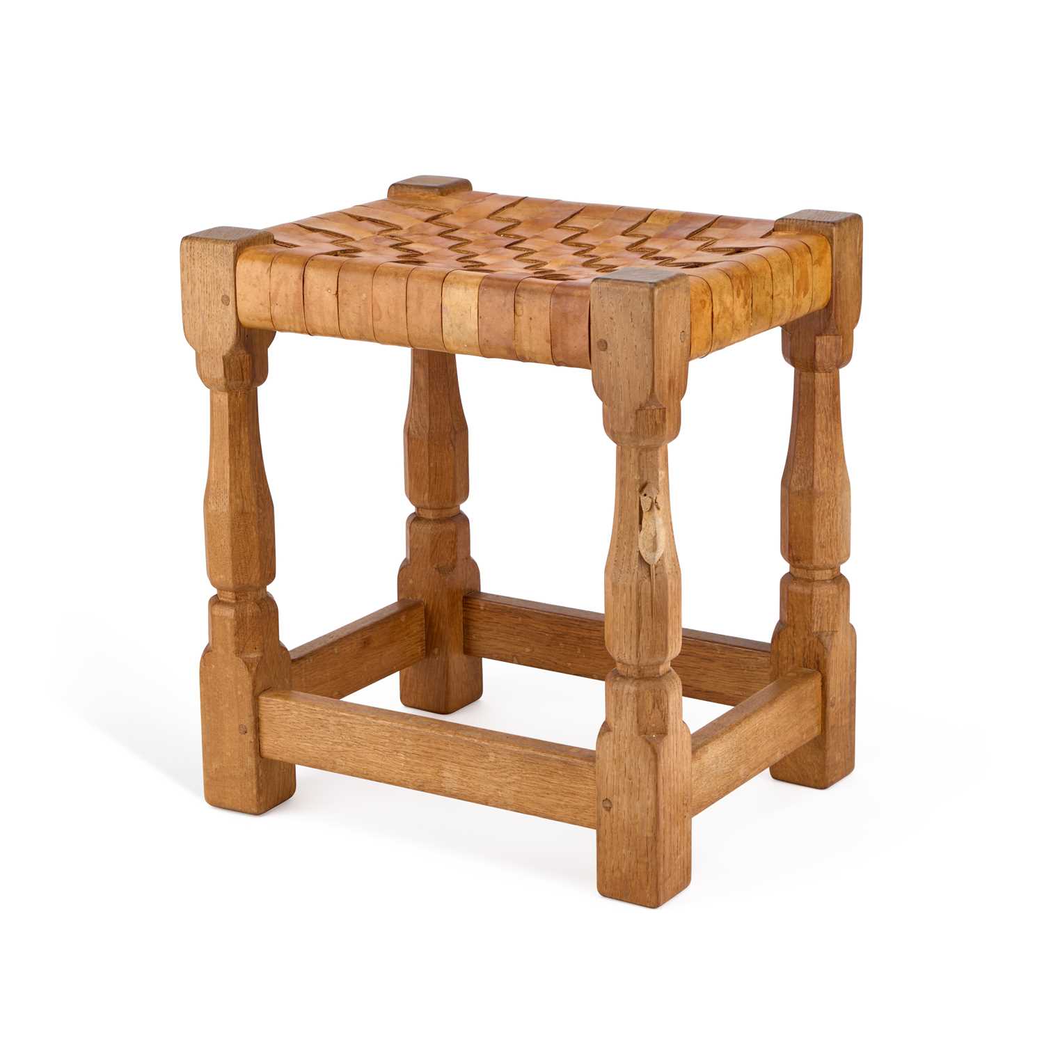 Lot 484 - ROBERT THOMPSON OF KILBURN, A MOUSEMAN OAK STOOL