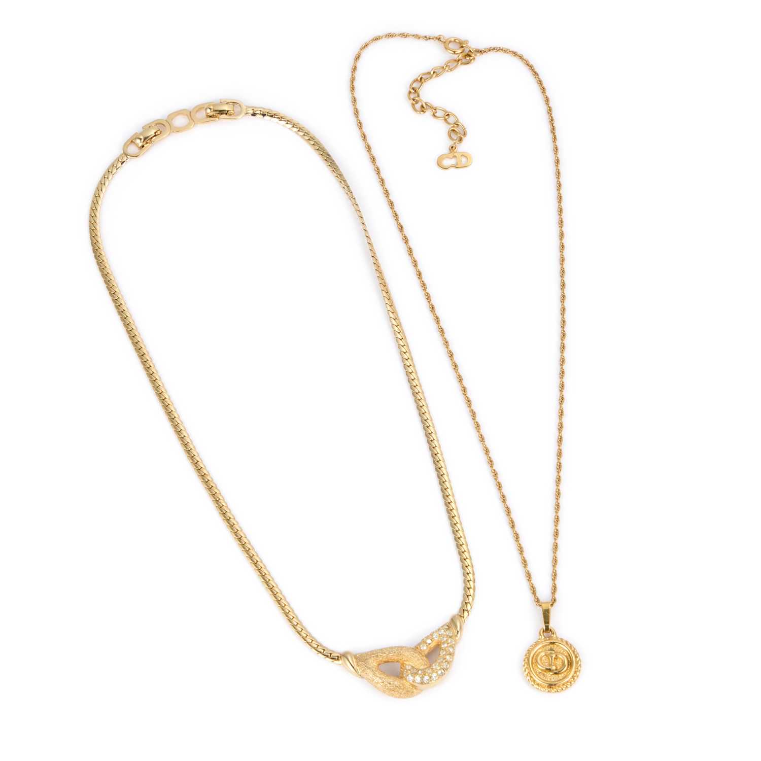 Lot 835 - CHRISTIAN DIOR, TWO GOLD TONE NECKLACES