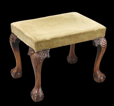 Lot 336 - A GEORGE II STYLE WALNUT STOOL