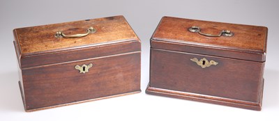 Lot 424 - TWO GEORGE III MAHOGANY TEA CADDIES