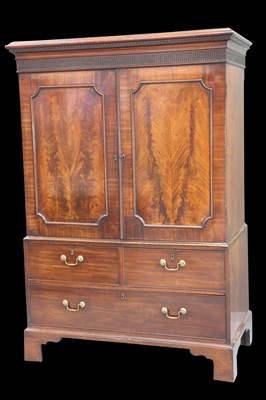 Lot 399 - A GEORGE III MAHOGANY GENTLEMAN'S PRESS CUPBOARD