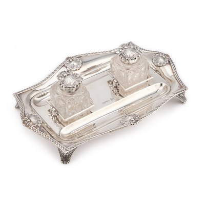 Lot A VICTORIAN SILVER INKSTAND