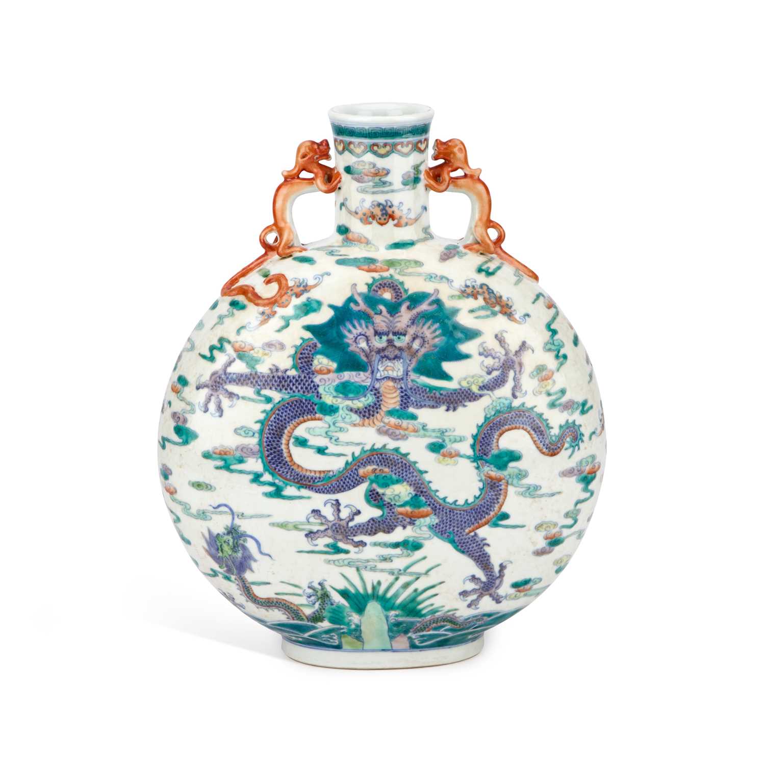 Lot 183 - A LARGE CHINESE PORCELAIN 'DRAGON' MOONFLASK, BIANHU