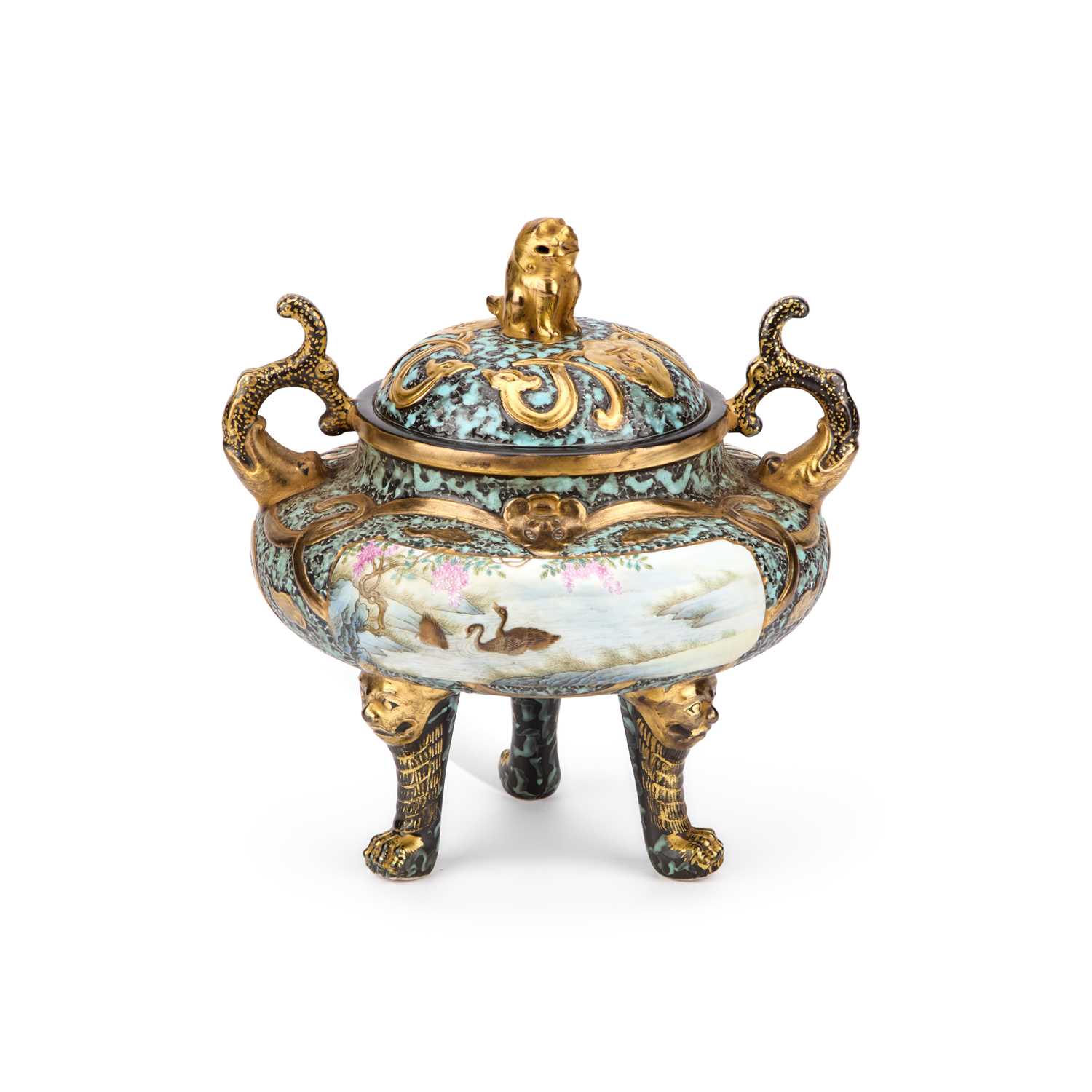 Lot 223 - A CHINESE FAMILLE ROSE PORCELAIN CENSER
