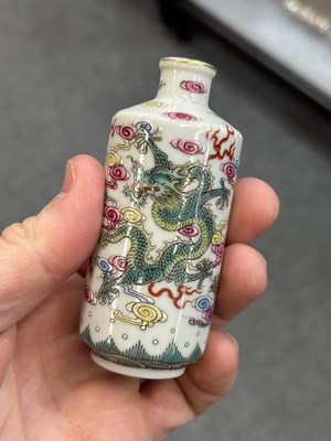 Lot 212 - TWO CHINESE PORCELAIN SNUFF BOTTLES AND A SMALL CHINESE PORCELAIN VASE