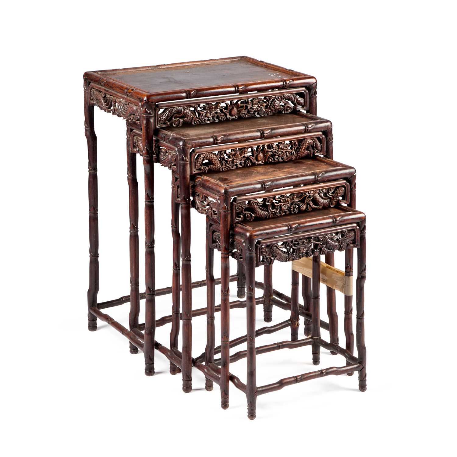 Lot 452 - A SET OF FOUR CHINESE HARDWOOD NESTING TABLES