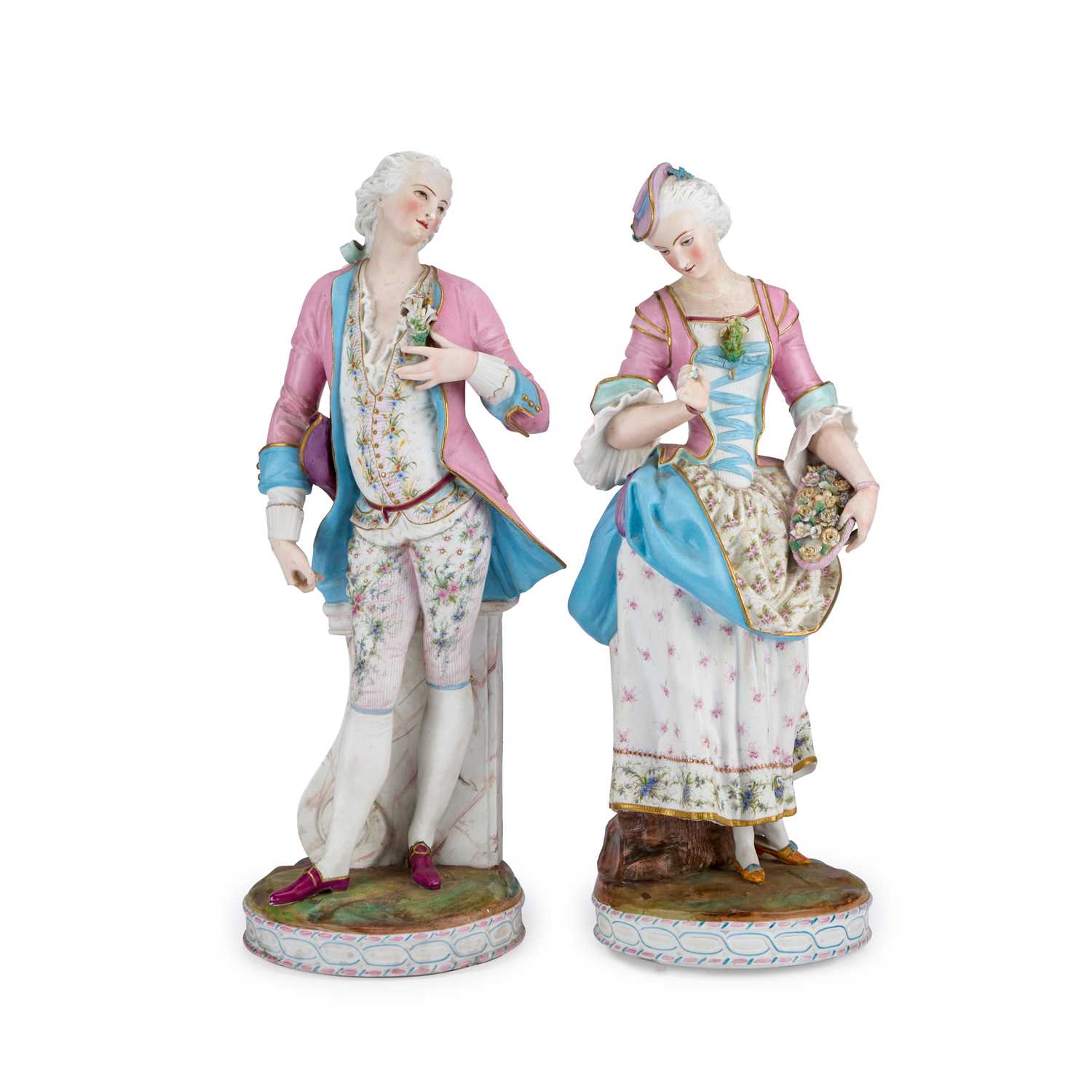 Lot 89 - A LARGE PAIR OF CONTINENTAL BISQUE PORCELAIN FIGURES