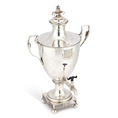 Lot A GEORGE III SILVER TEA URN