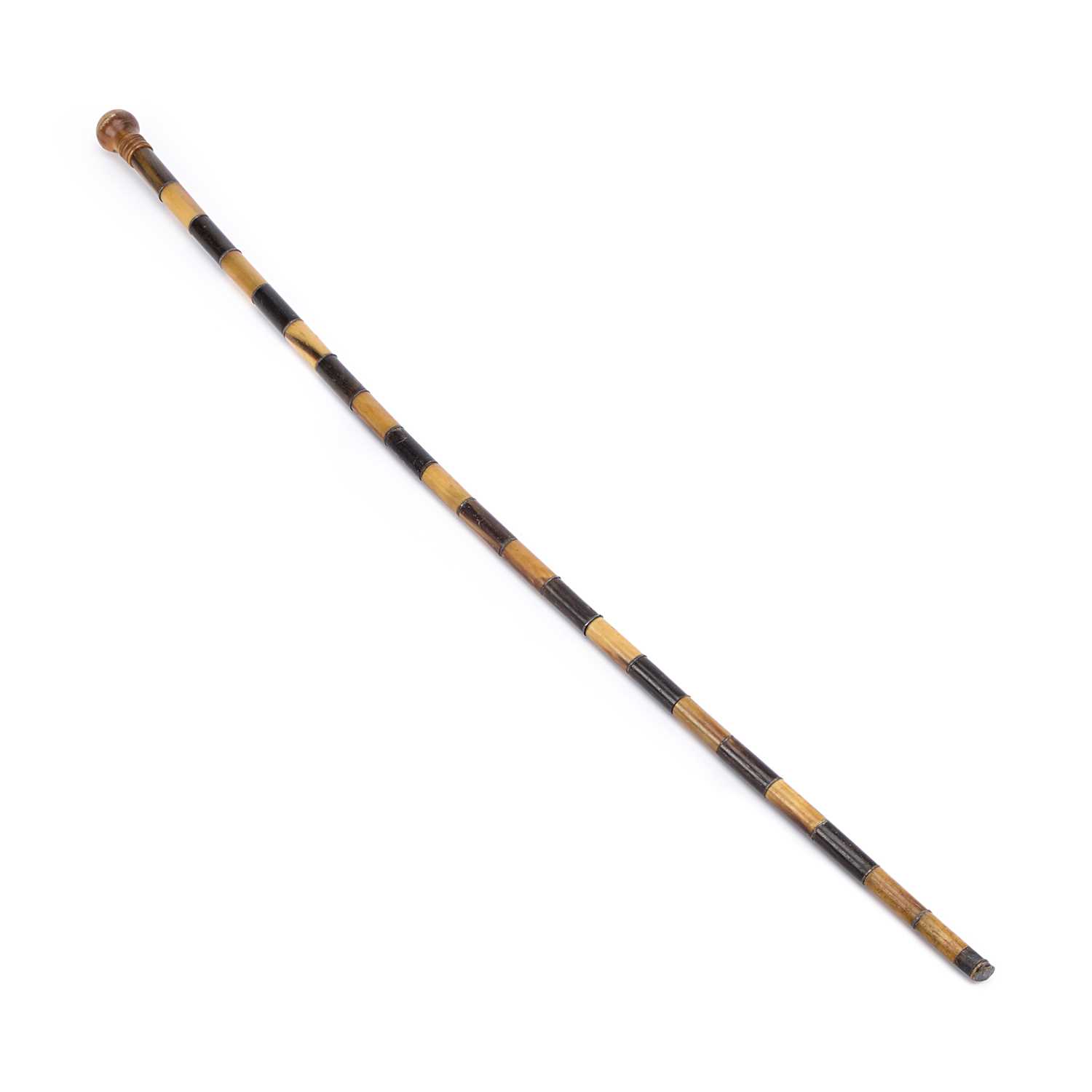Lot 241 - A 19TH CENTURY MIXED HORN CANE