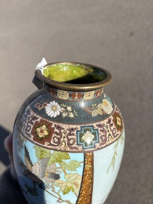 Lot 239 - A JAPANESE CLOISONNÉ ENAMEL VASE