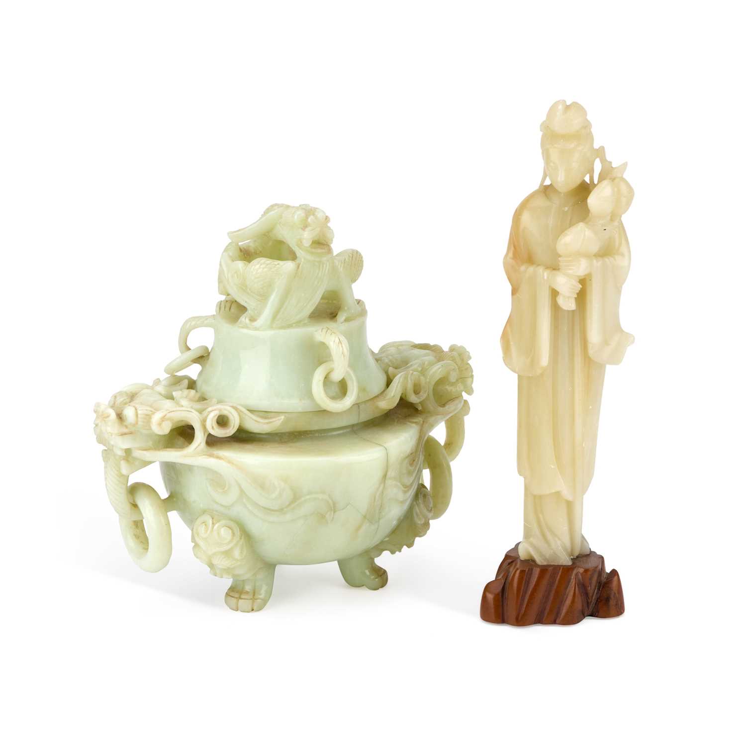 Lot 255 - A LARGE CHINESE JADE KORO