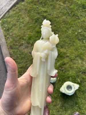 Lot 255 - A LARGE CHINESE JADE KORO
