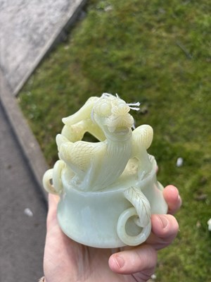 Lot 255 - A LARGE CHINESE JADE KORO