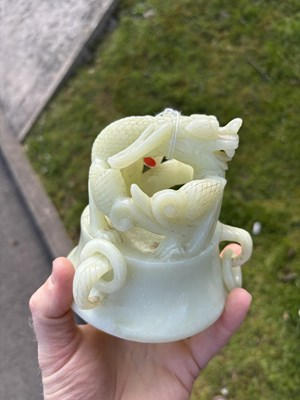 Lot 255 - A LARGE CHINESE JADE KORO