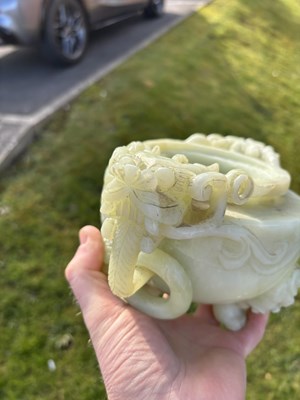 Lot 255 - A LARGE CHINESE JADE KORO