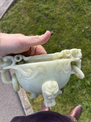 Lot 255 - A LARGE CHINESE JADE KORO