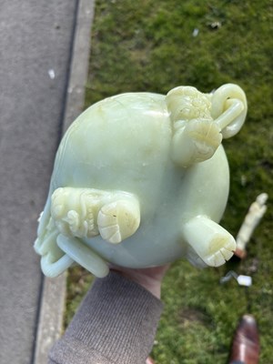 Lot 255 - A LARGE CHINESE JADE KORO