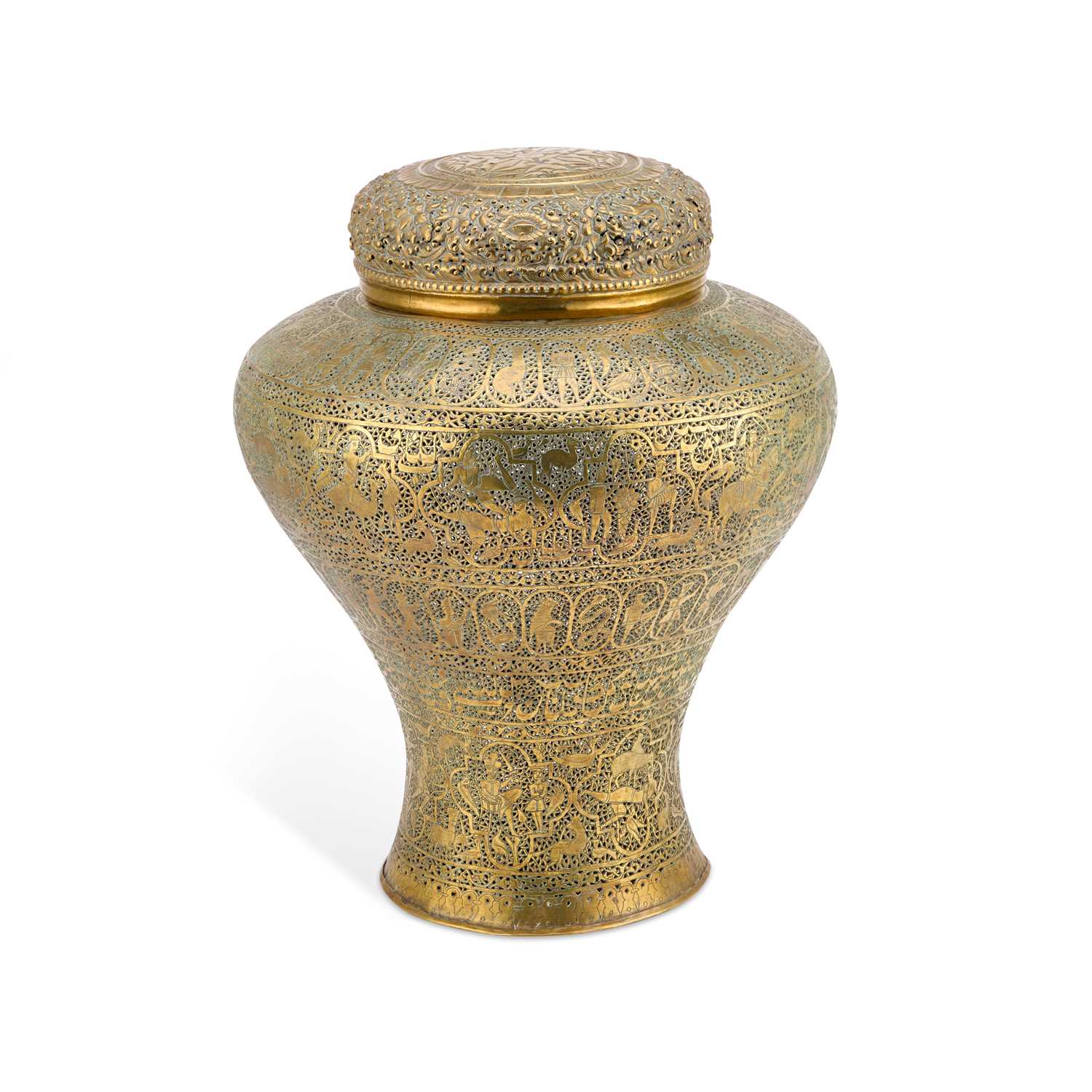 Lot 270 - A LARGE PERSIAN BRASS LANTERN VASE