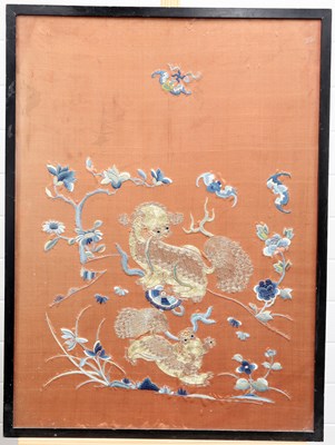 Lot 270 - A CHINESE SILK PANEL