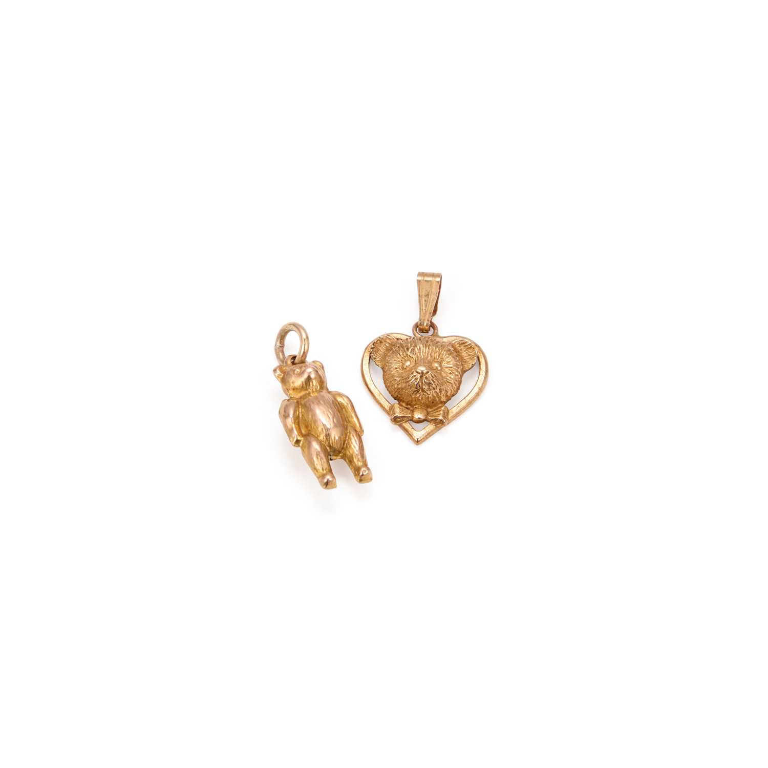 Lot 625 - TWO TEDDY BEAR PENDANT CHARMS