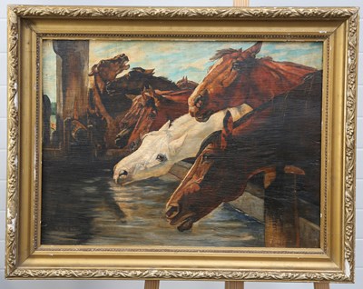 Lot 248 - AFTER JOHN FREDERICK HERRING (1815-1907), HORSES AT A TROUGH