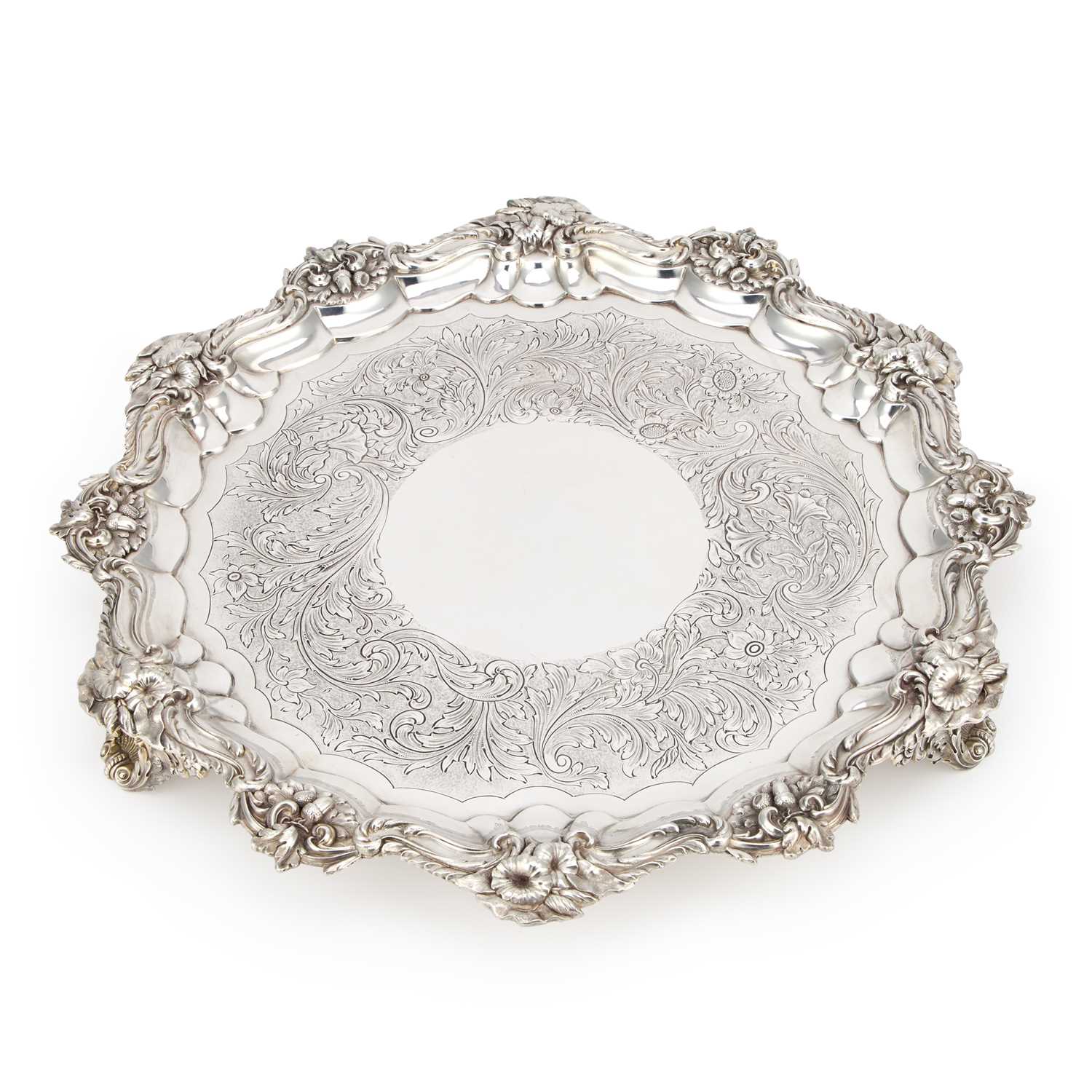 Lot 121 - A LARGE VICTORIAN SILVER SALVER