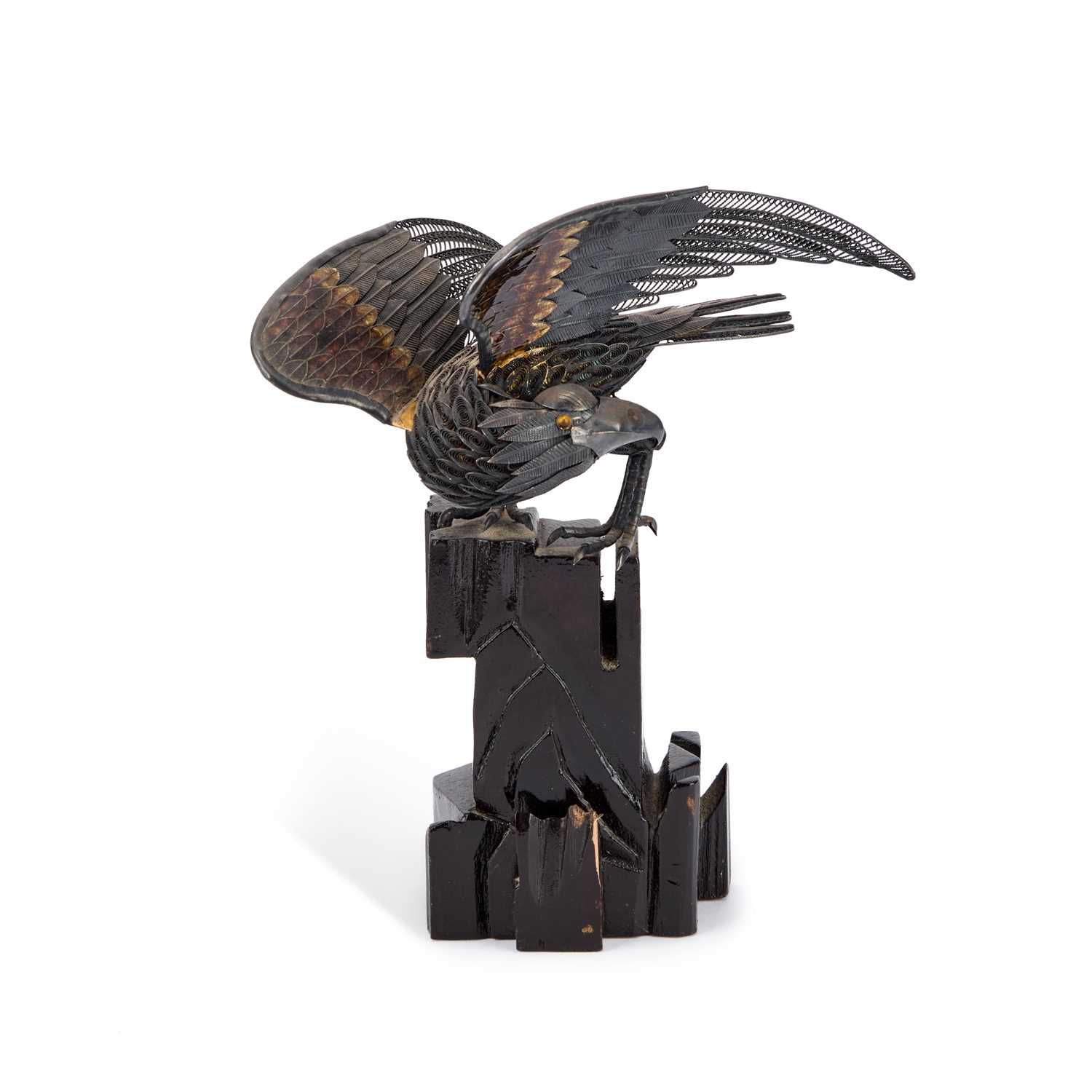 Lot 71 - A CHINESE SILVER AND ENAMEL MODEL OF AN EAGLE
