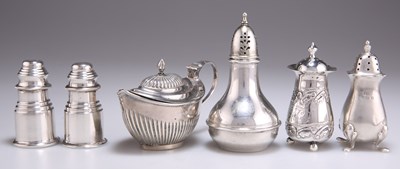 Lot 1443 - A MIXED LOT OF SILVER CONDIMENTS