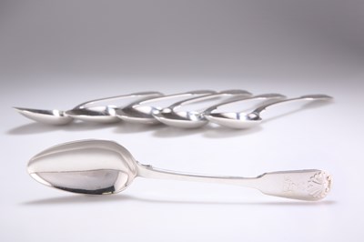 Lot 1133 - A SET OF SIX GEORGE IV SILVER TABLE SPOONS