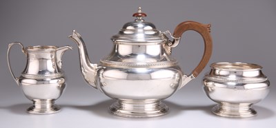 Lot 1437 - A GEORGE V SILVER THREE-PIECE TEA SERVICE