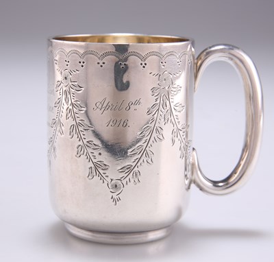 Lot 1379 - A GEORGE V SILVER CHRISTENING MUG