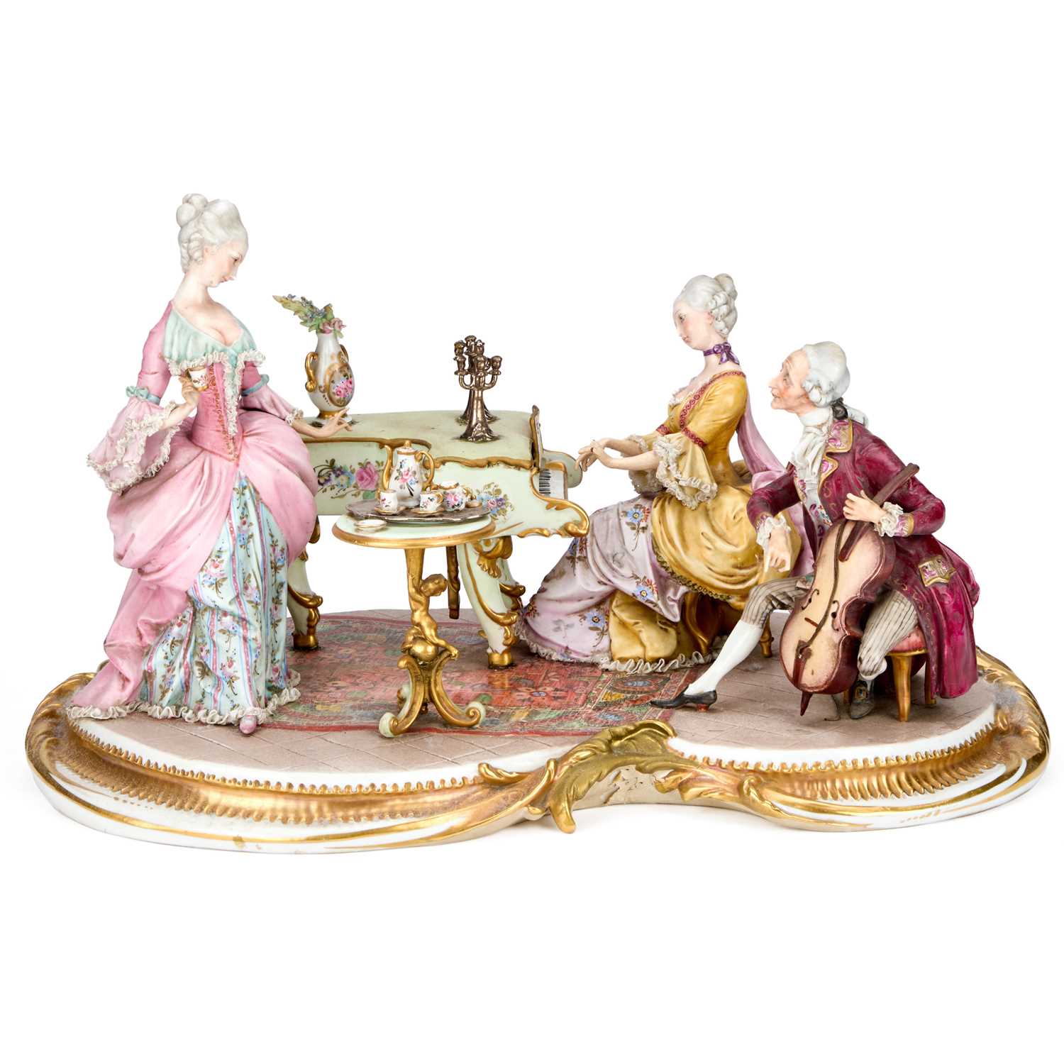 Lot 44 - A LARGE CAPODIMONTE GROUP DEPICTING A CONCERT PARTY