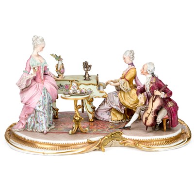 Lot 44 - A LARGE CAPODIMONTE GROUP DEPICTING A CONCERT PARTY
