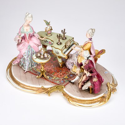 Lot 44 - A LARGE CAPODIMONTE GROUP DEPICTING A CONCERT PARTY