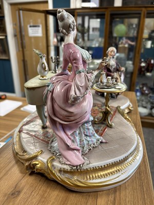 Lot 44 - A LARGE CAPODIMONTE GROUP DEPICTING A CONCERT PARTY