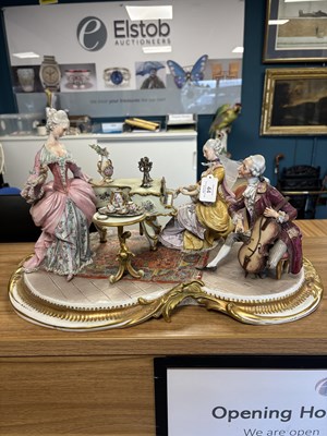 Lot 44 - A LARGE CAPODIMONTE GROUP DEPICTING A CONCERT PARTY