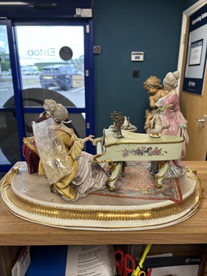 Lot 44 - A LARGE CAPODIMONTE GROUP DEPICTING A CONCERT PARTY