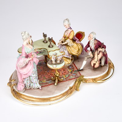Lot 44 - A LARGE CAPODIMONTE GROUP DEPICTING A CONCERT PARTY