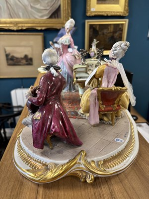 Lot 44 - A LARGE CAPODIMONTE GROUP DEPICTING A CONCERT PARTY