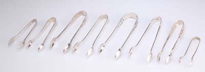 Lot 1139 - EIGHT PAIRS ASSORTED SILVER SUGAR NIPS, VICTORIAN AND LATER