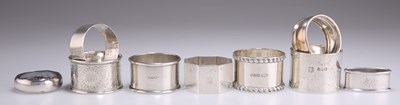 Lot 1386 - NINE ASSORTED SILVER NAPKIN RINGS, 20TH CENTURY