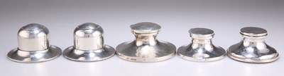 Lot 1416 - A PAIR OF GEORGE V SILVER INKWELLS