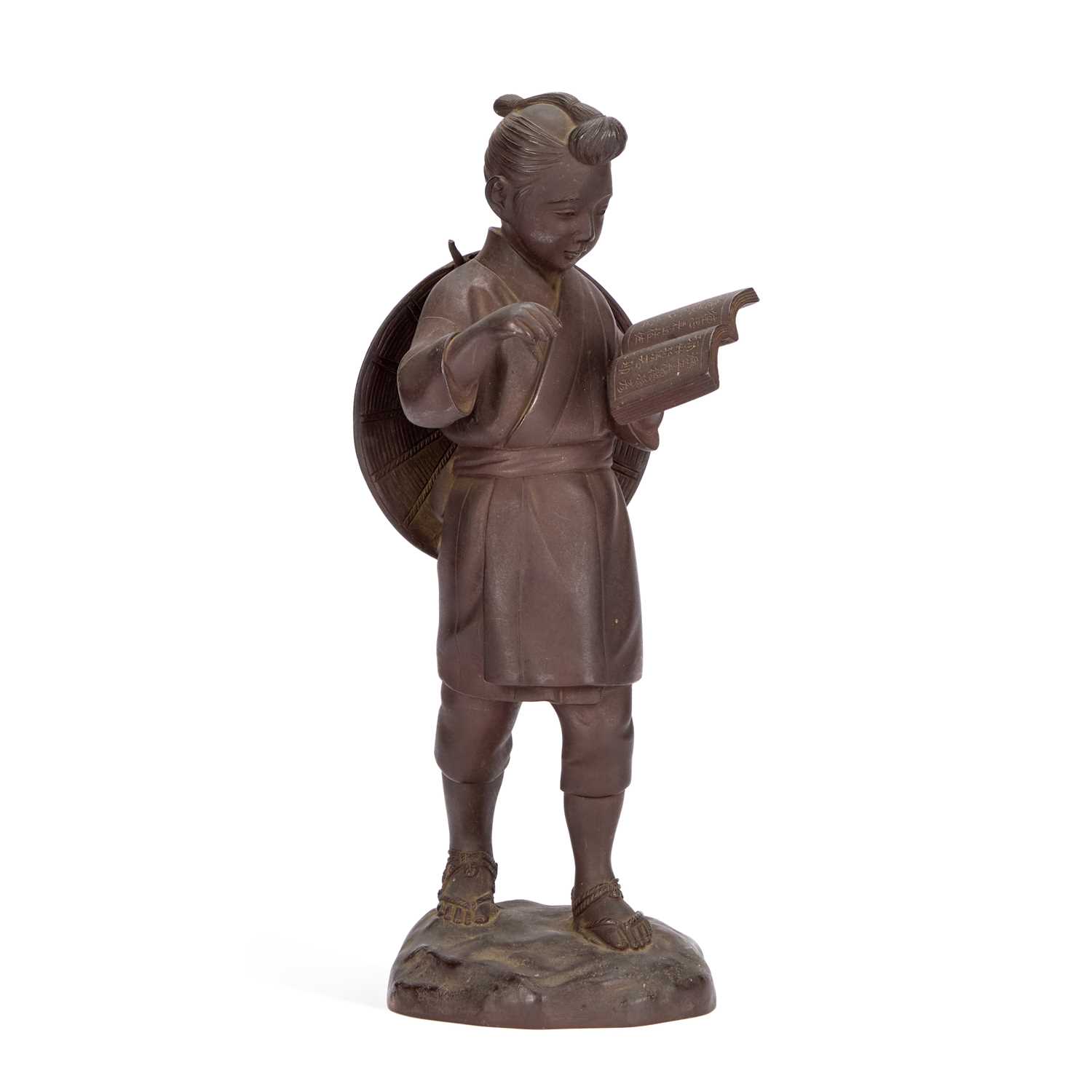 Lot 48 - A JAPANESE BRONZE OKIMONO OF NINOMIYA SONTOKU