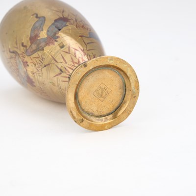 Lot 53 - A JAPANESE BRONZE AND MIXED METAL VASE