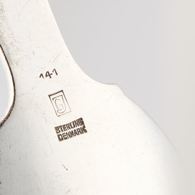 Lot 214 - GEORG JENSEN, TWO DANISH STERLING SILVER SERVING SPOONS