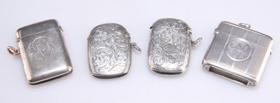 Lot 1372 - FOUR SILVER VESTAS, VICTORIAN AND EDWARDIAN