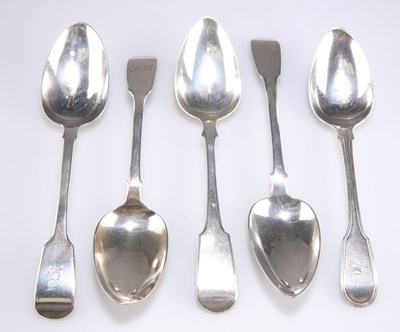 Lot 1184 - A GROUP OF FIVE EARLY 19TH CENTURY SILVER TABLE SPOONS